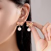 Gold Bow Earrings for Women, Long Tassel Chain Drop Earrings, Trendy Small Bow Earrings, Ribbon Waterfall Dangling Earrings, Pearl Bow Earrings - 4 of 4
