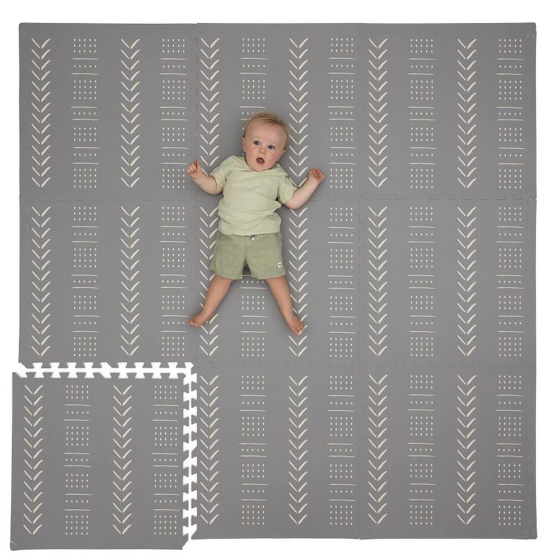 CHILDLIKE BEHAVIOR 72" x 72" Non-Toxic Soft Baby Play Mat, X-Large Gray, 1 of 7