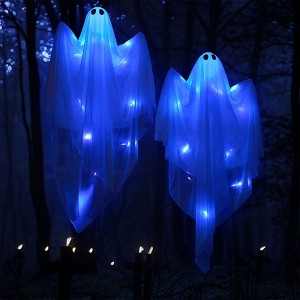 Joyfy 2 Pcs 35’’ Halloween Decoration Hanging Ghost with LED Light  for Haunted House Prop, Party Supplies, Front Yard Patio Garden Decor - 1 of 4