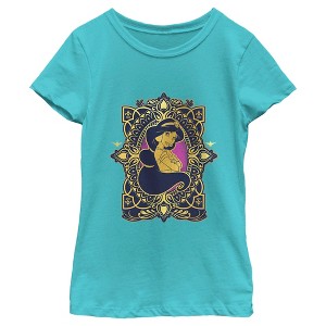 Girl's Aladdin Jasmine Gold Lotus Ornate T-Shirt - 1 of 4
