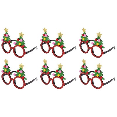Juvale 6-Pack Holiday Eyeglasses Christmas Tree Party Favor Glasses Party Decorations, 5.7 x 4.7 x 5.5 in