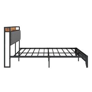NicBex Full/Queen Size Metal Bed Frame with Charging Station and Upholstered Headboard for Adults/Boys/Girls - 1 of 4