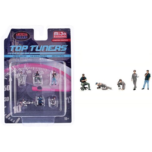 "Top Tuners" 6 piece Diecast Figure Set (5 Figures,1 Chair) Limited Edition for 1/64 Scale Models by American Diorama - image 1 of 4