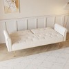 69.7" Velvet Tufted Sofa Bed with Nailhead Trim and Gold Legs,Convertible 2-Seater Couch with Pillows-The Pop Home - 3 of 4