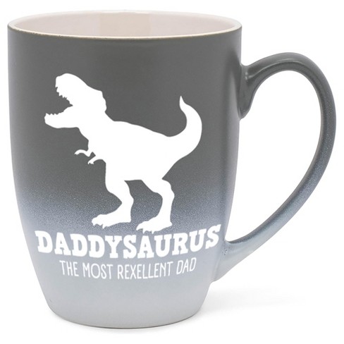 Elanze Designs Daddysaurus Rexellent Dad Two Toned Ombre Matte Grey and White 12 ounce Ceramic Stoneware Coffee Cup Mug - image 1 of 4