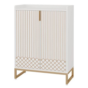 Resenkos Shoe Storage Cabinet, Contemporary Diamond Pattern Shoe Cabinet - 29.52"W x 41.34"H for Easy Organization, - 1 of 4