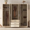 6 Doors Wooden Armoire Closet With Shelves And 3 Drawers,Wood Armoires And Wardrobes,Armoire Wardrobe,Wardrobe Closet -Maison Boucle - 3 of 4