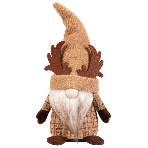 Northlight Plush Gnome with Moose Hat Fall Harvest Decoration  - 11.75" - 1 of 4