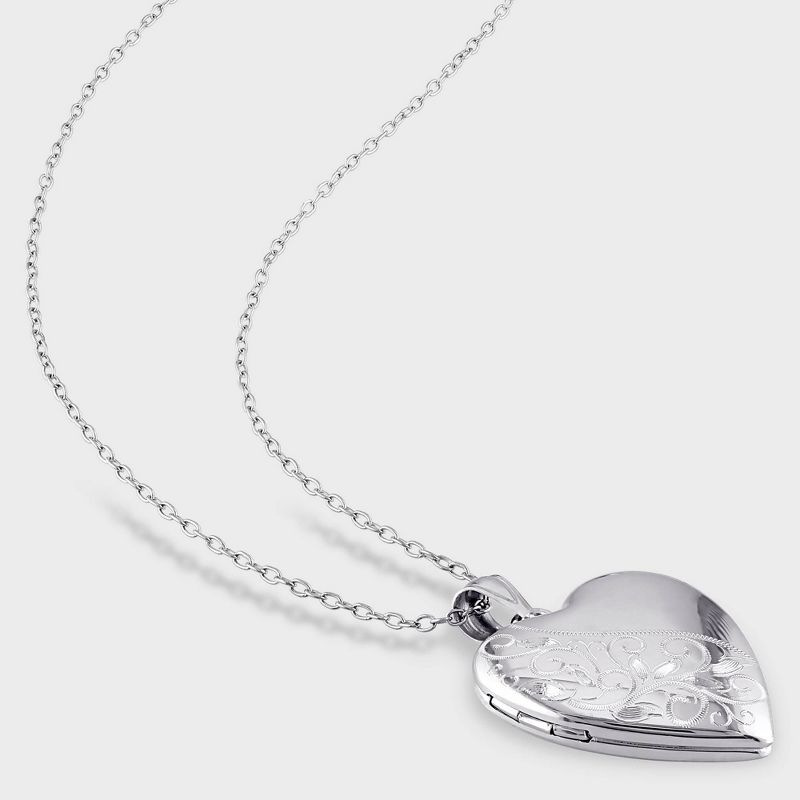 Heart Locket Pendant Necklace in Sterling Silver (18"), 3 of 8