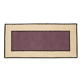 Plow & Hearth Madrid Banded Half-Round Hearth Rug, 2 ' X 4 ' Hand Hooked  Wool Solid Color Rug