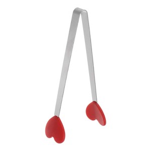 Unique Bargains Stainless Steel Silicone Tips Heart Shape Food Tongs - 1 of 4