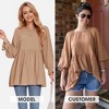 EXLURA Womens Long Sleeve Blouses Swiss Dot Babydoll Loose Fit Maternity Top 2025 Spring Fall Tunic Shirts Dressy Casual Tops White - 2 of 4