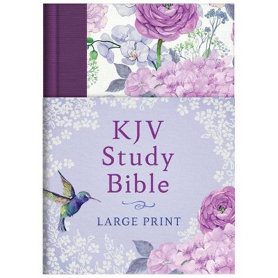 KJV Study Bible - Large Print [hummingbird Lilacs] - by  Compiled by Barbour Staff (Hardcover)