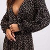Women's floral-patterned long dress, featuring a V-neck and flared sleeve design for a sexy look. Long-sleeved dress. - 3 of 3