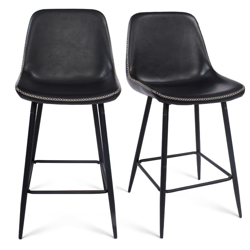 26" Edmund Upholstered Faux Leather Counter Height stool (Set Of 2) -The Pop Maison, 5 of 11