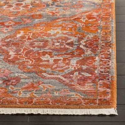 Hand-knotted Red and Aqua Synthetic Rectangular Area Rug 4' x 6'