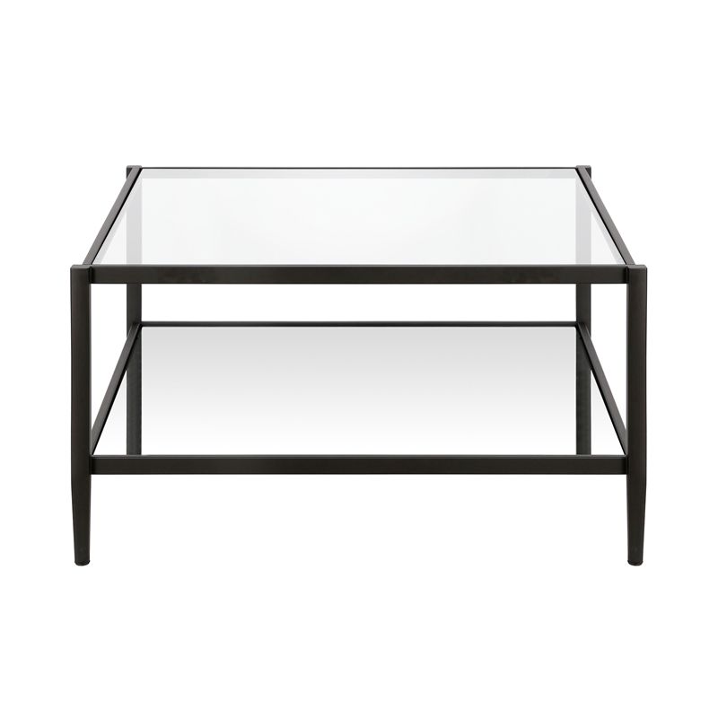 Modern Square Coffee Table in Black and Bronze with Mirrored Shelf - Henn&Hart, 3 of 9