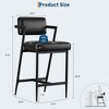 Bar Stools Set of 2 with Armrest, Upholstered Counter Height Bar Stools with w/Backrest and Footrest, 27" Tall Bar Chairs Thick - 3 of 4