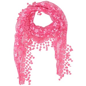 Anna-Kaci Lightweight Lace Floral Head Scarf Fringe Triangular Shawl Scarf Wrap Bandana for Women - 1 of 4