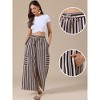 INSPIRE CHIC Women's Casual Striped Wide Legs Elastic Waist Pants - 2 of 4