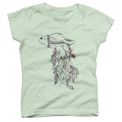 Girl's Design By Humans Llama By LouJah T-Shirt