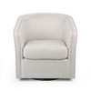31.25'' Linen Fabric Swivel Club Chair with Barrel Tub Shape, Nailhead Accents, Iron Legs and Hand-Crafted Details - 3 of 4
