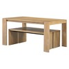 CAVINAS Dining Table Set for 4 Farmhouse Rectangular 3-piece Dining Set with 2 Wood Benches for Kitchen - 2 of 4