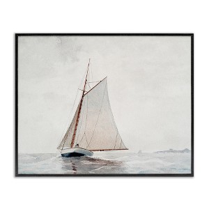 Stupell Industries Sailboat Foggy Weather Clouds Ocean Waves Crashing Black Framed Giclee Art - 1 of 4
