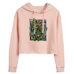 Women's - Teenage Mutant Ninja Turtles Mutant Mayhem - Group Cropped Graphic Hoodie - 1 of 2