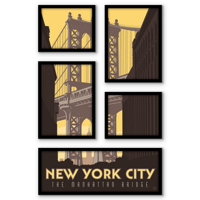 Americanflat New York City Of Dreams 5 Piece Grid Wall Art Room Decor Set - Vintage landscape Modern Home Decor Wall Prints, 1 of 6