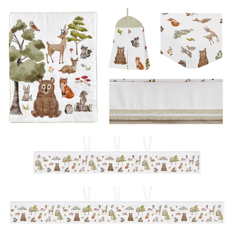 Sweet Jojo Designs Gender Neutral Crib Bedding + BreathableBaby Breathable Mesh Liner Watercolor Woodland Forest Animals 6pc, 2 of 7