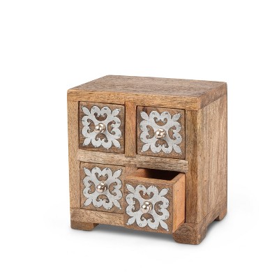 GG Collection Mango Wood with Metal Inlay Heritage 4-drawer Box.