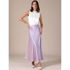 INSPIRE CHIC Women's Satin Sleeveless Elegant Pleated Mock Neck Ruffle Trim Work Blouses - 3 of 4