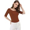 INSPIRE CHIC Women's Half Sleeves Scoop Neck Fitted Layering Soft T-Shirt - 3 of 4