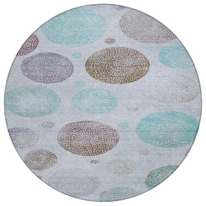 Blue And Brown Geometric Washable Indoor Outdoor Area Rug - 1 of 4