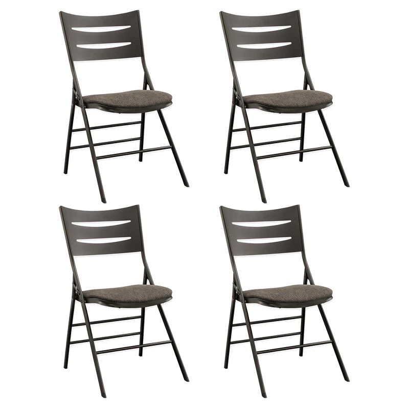 MECO Sudden Comfort Destiny 3 Slat Back Padded Folding Chair with Contoured Backrest and Steel Frame for Indoor or Outdoor Events, Cinnabar (Set of 4), 1 of 6