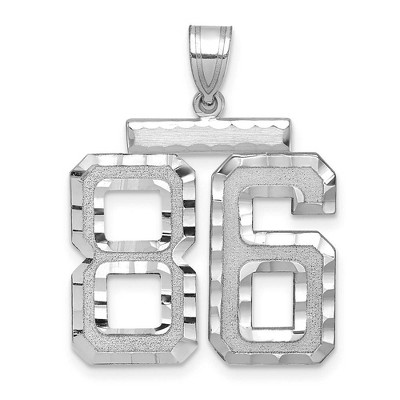 Black Bow Jewelry 14k White Gold, Varsity Collection, Large D/C Pendant, Number 86