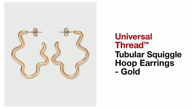 Tubular Squiggle Hoop Earrings - Universal Thread&#8482; Gold, 2 of 8, play video