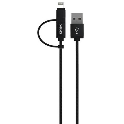 Kanex Premium DuraBraid Micro-USB ChargeSync Cable with Lightning Adapter - 1.6 ft/0.5 m Black
