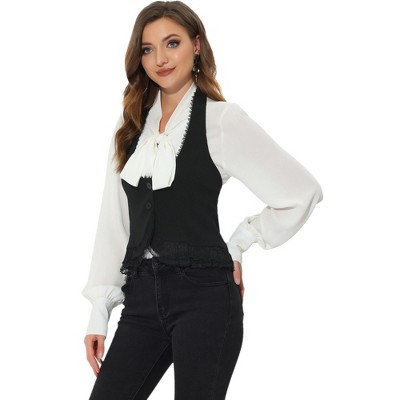 Allegra K Women's Chambray Tank Top - Collared V Neck Sleeveless Button Down Shirt