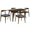 5-Piece Mid-Century Dining Table Set with Rectangular Table and 4 Upholstered Chairs, Rubberwood Frame for Kitchen or Dining Room-Tanpinhause - 4 of 4