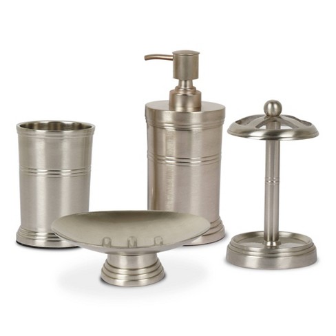 Dual Ridge Metal Bath Accessory Set For Vanity Counter Tops Nickel Nu Steel Target