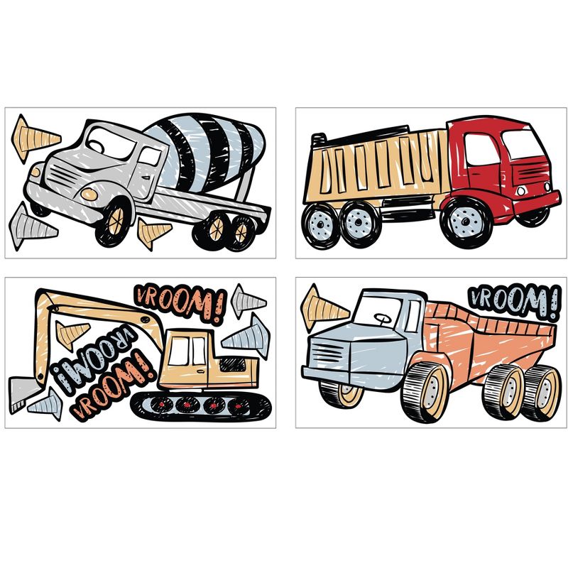 Sweet Jojo Designs Boy Wall Decal Stickers Art Nursery Décor Construction Truck Red Blue and Grey 4pc, 3 of 4