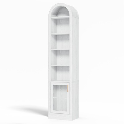 GlasFlength Decorative Storage Cabinets Modern Chic Organizer for Stylish Living Room Spaces, White,16.1”*10.2”*71.1"