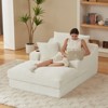 Pexfix 47" Chaise Lounge Chair Fluffy Corduroy Boneless Sleeper Sofa Couch with Cupholders and 3 Throw Pillows for Living Room Bedroom & Office White - 3 of 4