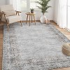 Vintage Bordered Washable Area Rug - Non-Slip Non-Shedding Stain Resistant Carpet, Soft Distressed Print Mat for Living Room, Nursery, Bedroom Office - 3 of 4