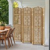 Wooakway Rustic Folding Wood Room Divider Vintage Freestand Privacy Screen for Room Seperation Living Room Bedroom Office Room - 3 of 4