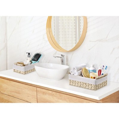 Beige Rectangular Macrame Paper Rope Storage Baskets Set