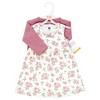Hudson Baby Infant and Toddler Girls Cotton Dress and Cardigan Set, Mauve Sage Rose - 2 of 4