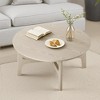 MAYEERTY 39-Inch White Round Coffee Table - Wood Tabletop & Cross Frame for Living Room & Hallway - 3 of 4
